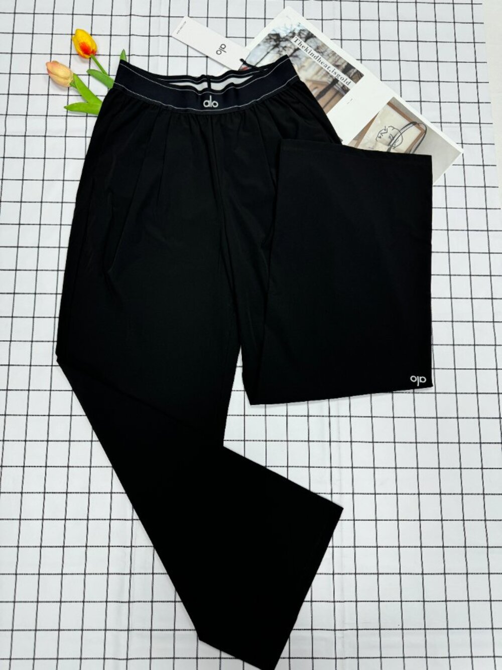 NWT 😃 Women’s Black High Rise Wide Leg Trousers  From ALO Yoga - Size:XS 👖 - Picture 2 of 9